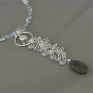 Aquamarine, Moonstone and Labradorite Fringe Necklace