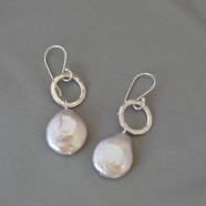 Fine silver circles with iridescent pearls
