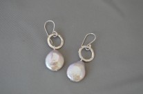 Fine silver circles with iridescent pearls