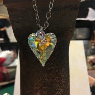 Love Me necklace in pure heart Aurora Borealis Swarovski Crystal