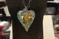 Love Me necklace in pure heart Aurora Borealis Swarovski Crystal